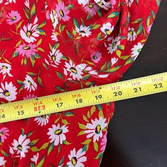 Draper James RSVP Women’s Red Floral Long Sleeve V Neck Midi Dress Size L - Picture 13 of 15